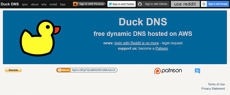 무료 DDNS 가입 Duckdns login